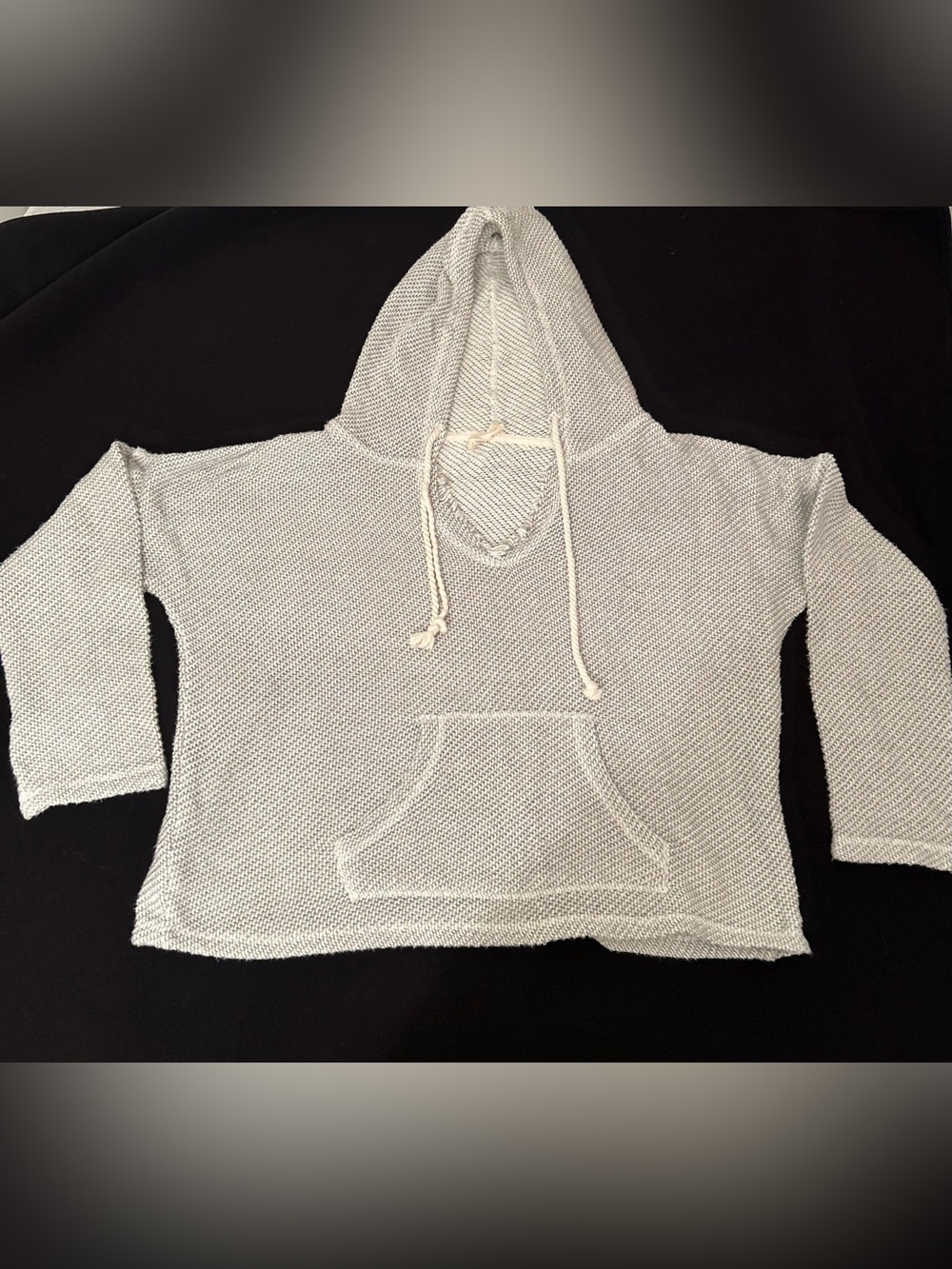 Ocean Drive Solid Gray Cotton Knit Hooded Pullover Hoodie Pockets Women's XL